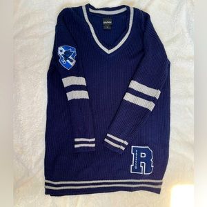 Long Harry Potter V Neck Oversized Sweater Dress Ravenclaw